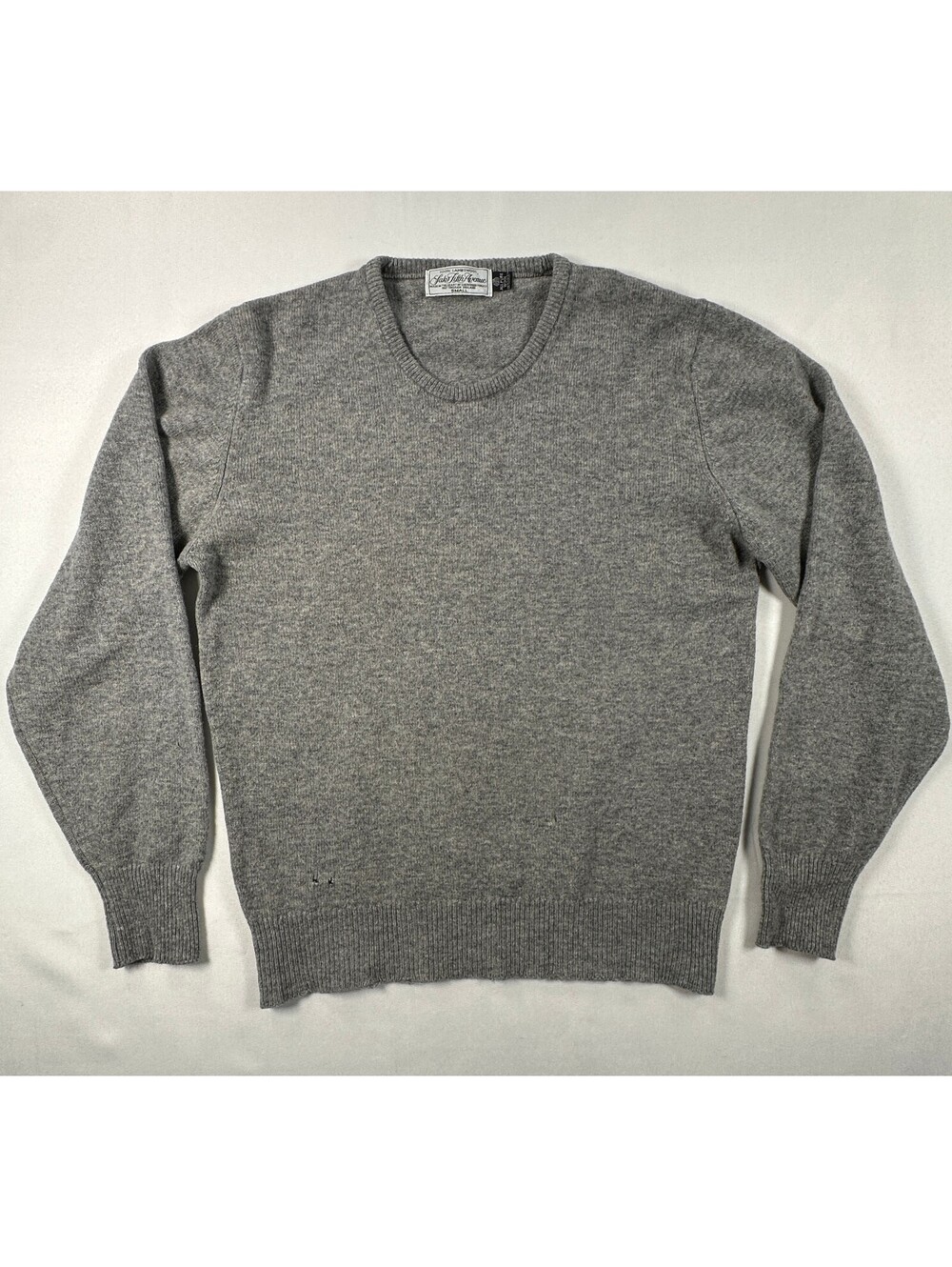 Vintage Saks Fifth Avenue Lambswool Sweater Mens S Gray Crewneck England Flaws